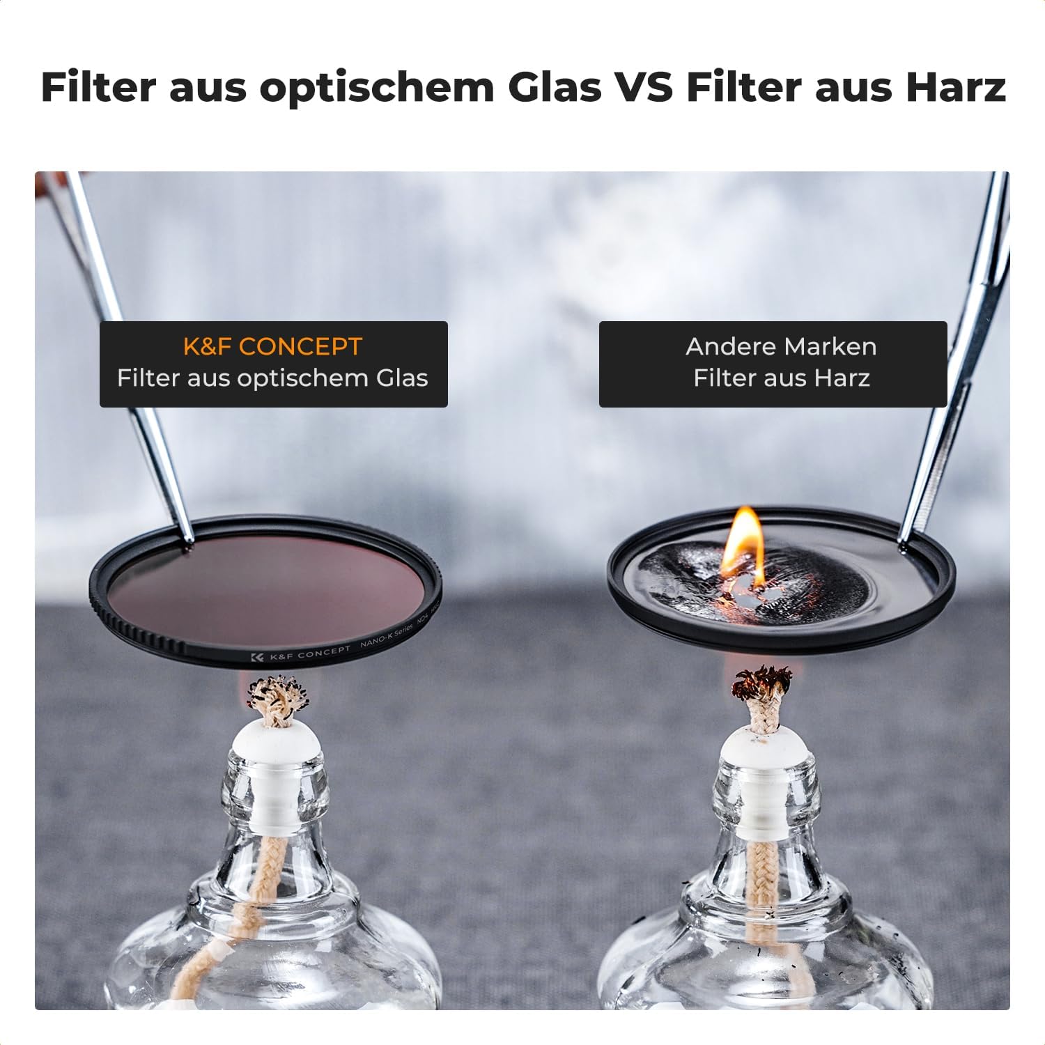 Detalle de K&F CONCEPT Filterset 55mm CPL + UV – Nano-Klear-Serie (CNC, 18-Schicht- Beschichtung)
