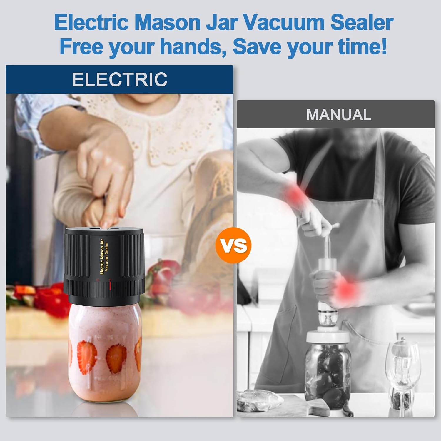 Detalle 2 de LOVE MOMENT Electric Vacuum Sealer Kit for Wide & Regular Mouth Mason Jars