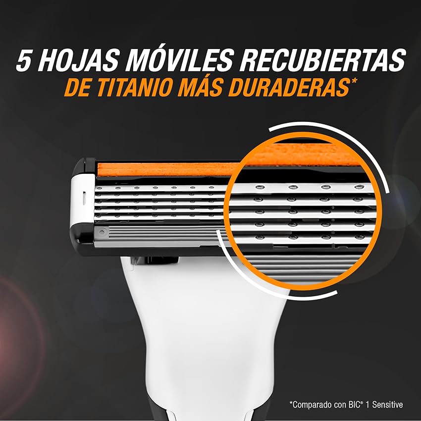 Detalle de BIC Hybrid 5 Flex 8 recambios, 5 hojas móviles 🪒