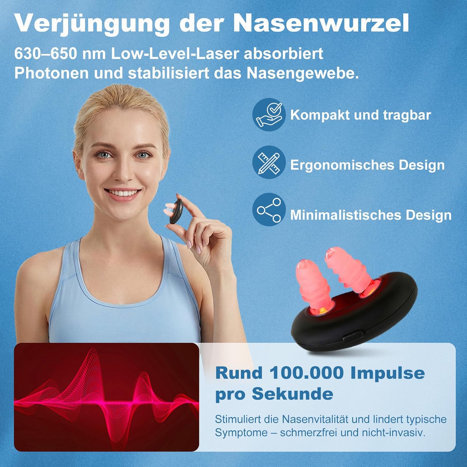 Detalle 2 de FiruTech Sinus Licht Pro für gezielte Nasenpflege – sanfte Lichtanwendung, 3 Modi