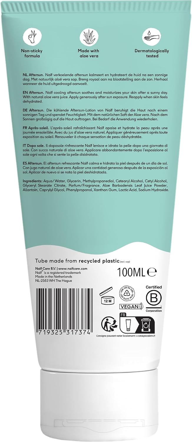 Detalle 2 de Naïf G020 verkoelende aftersun gel met aloë vera, 100 ml