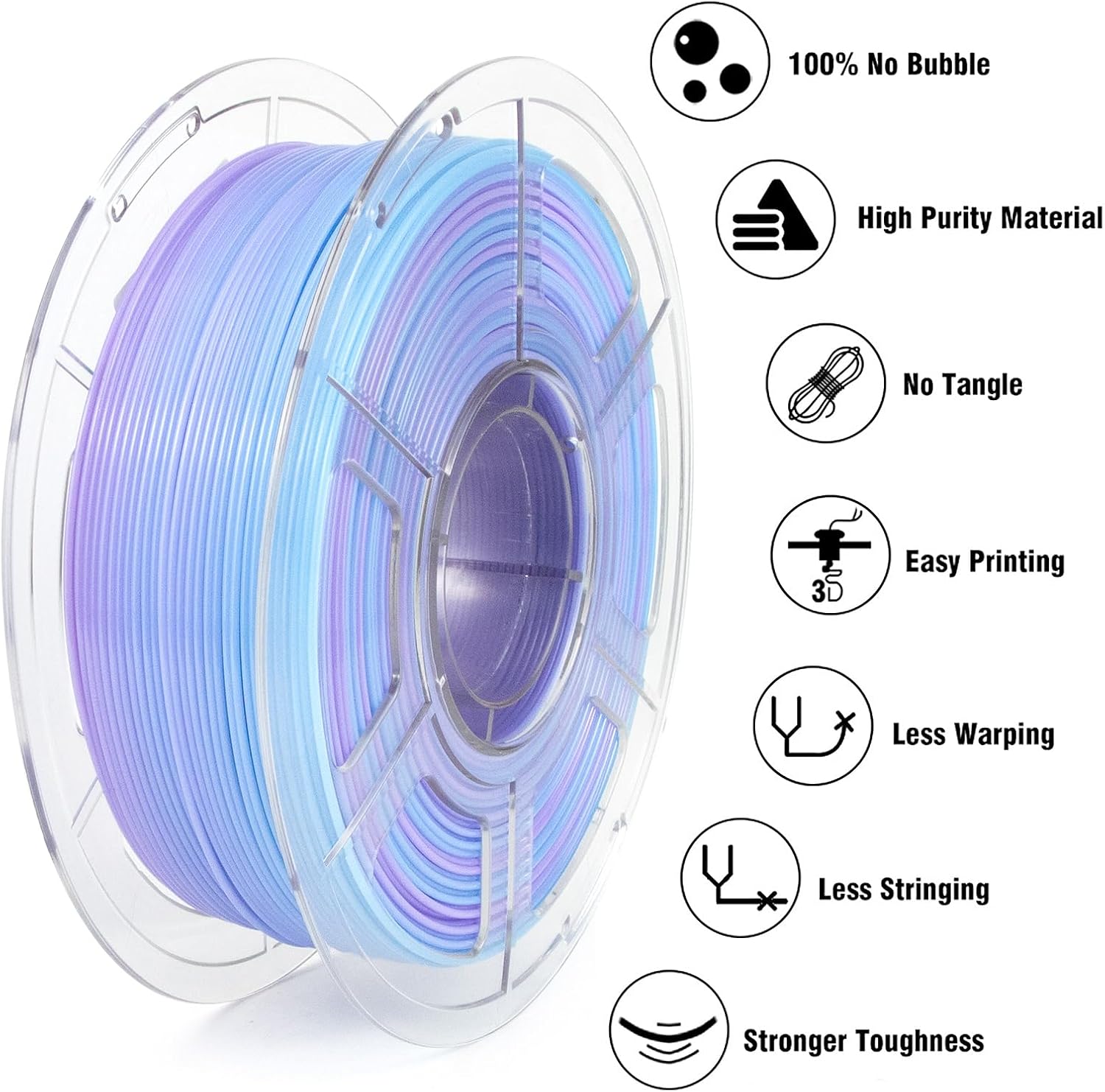 Thumbnail 5 de IEMAI PETG Filament 1.75mm × 1 kg – Halbdurchsichtiges Gradient Blau-Violett, Durchscheinend