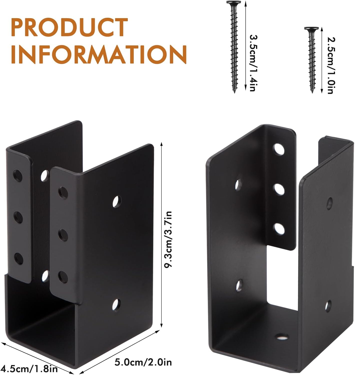 Detalle 2 de Gawicpy Oncealed Joist Hangers, 2" x 4", Black, 30-Pack with Screws