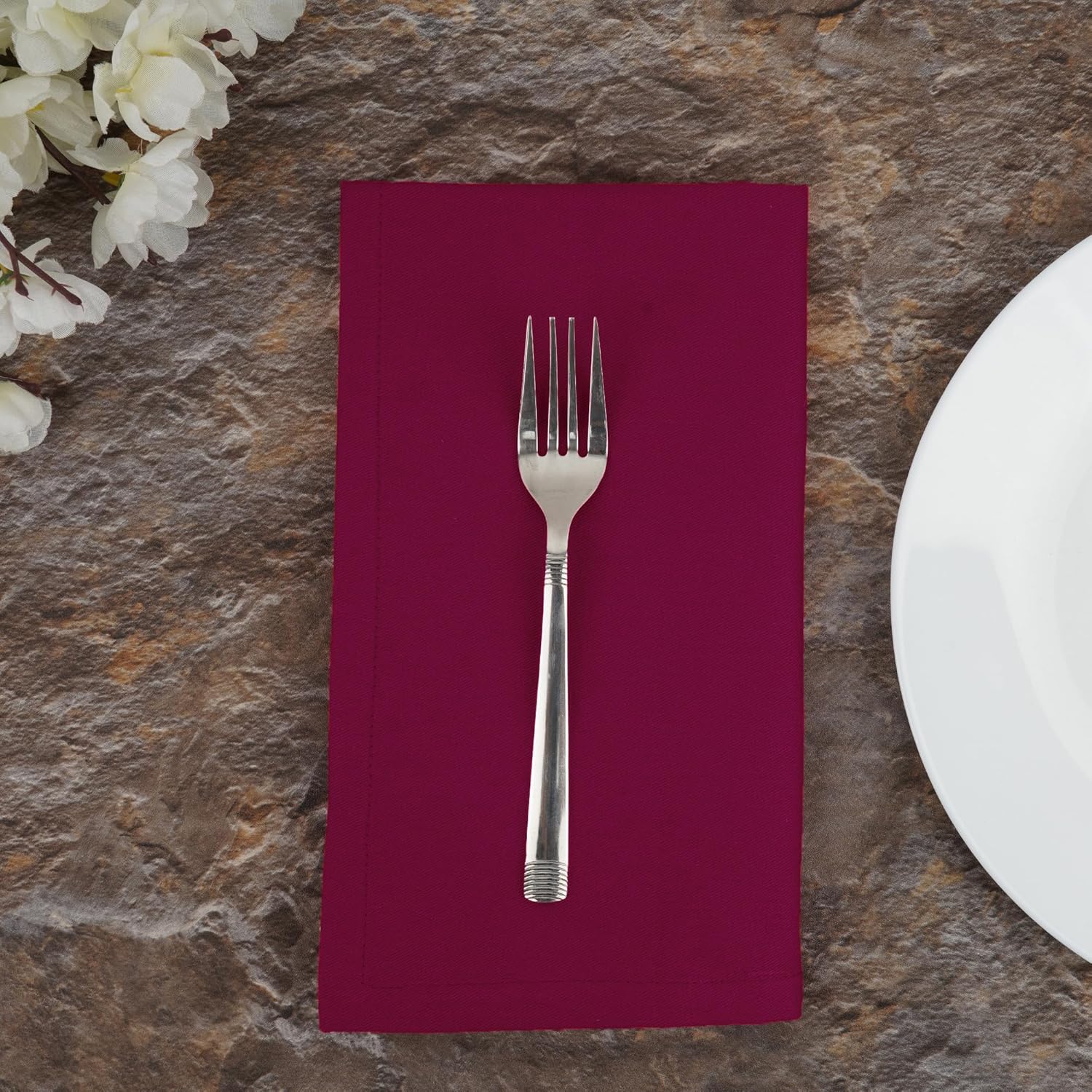 Thumbnail 6 de Sweet Needle 12-Pack 100% Cotton Oversized Dinner Napkins, Burgundy 45 cm x 45 cm