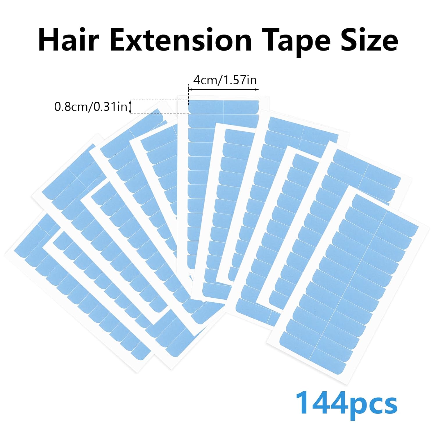 Detalle 2 de Opvixi Hair Extension Tape, 144 Double-Sided Blue Adhesive Strips
