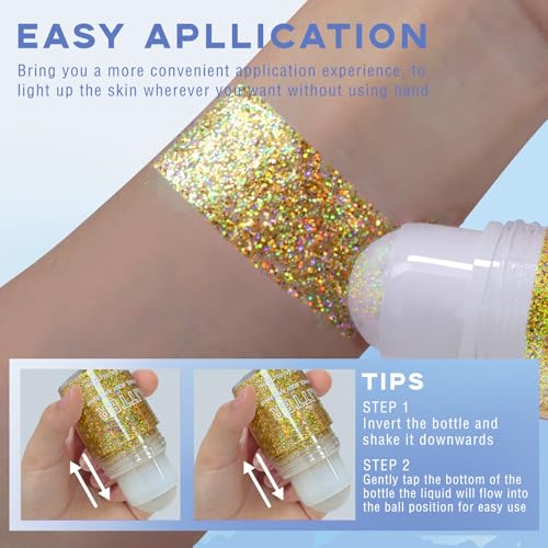 Thumbnail 2 de Noerrors Roll-on Holographic Body Glitter Gel in Gold