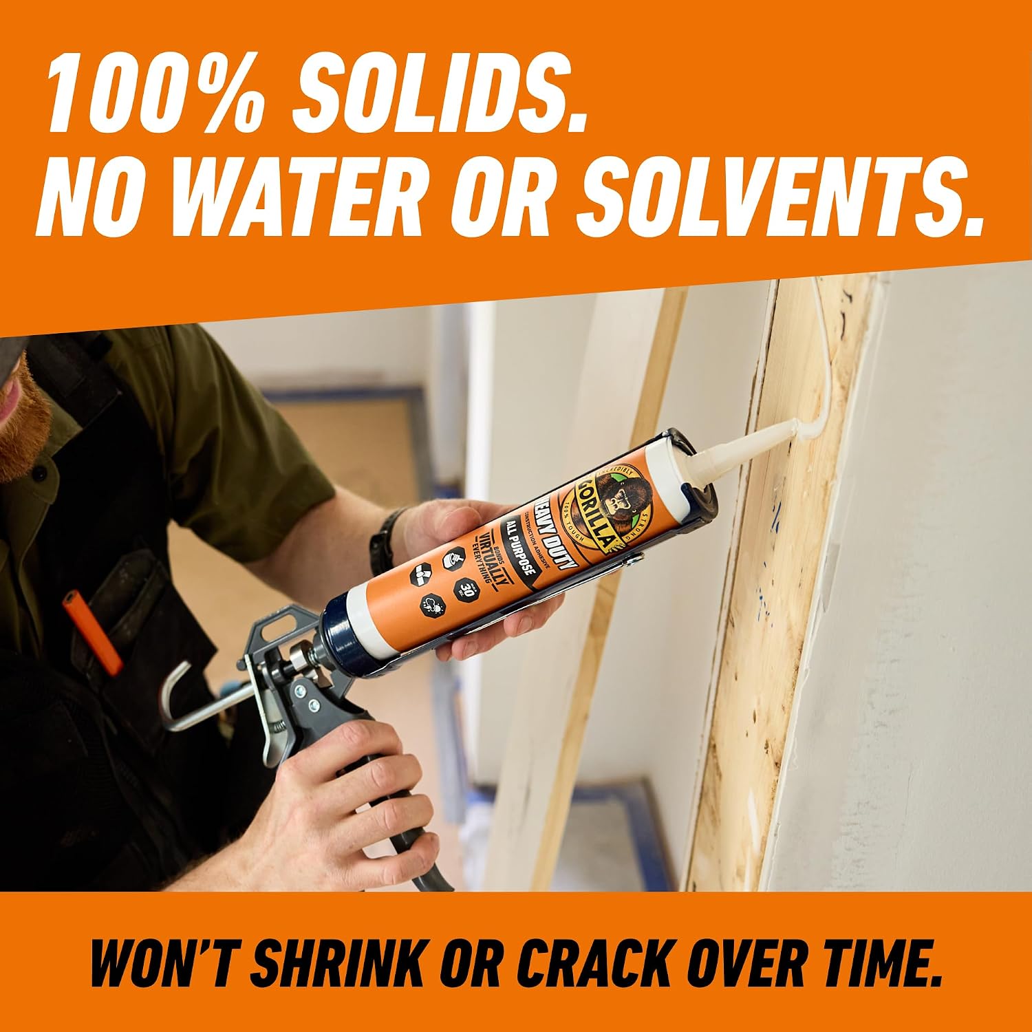 Detalle de Gorilla 8010003 Heavy Duty Construction Adhesive, 266 mL All-Weather Cartridge
