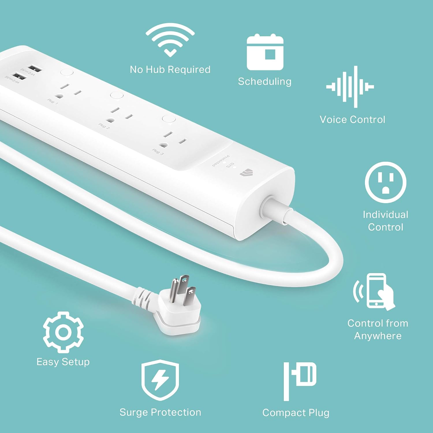 Detalle 2 de Kasa KP303 Smart Power Strip with 3 Outlets and 2 USBs ๐