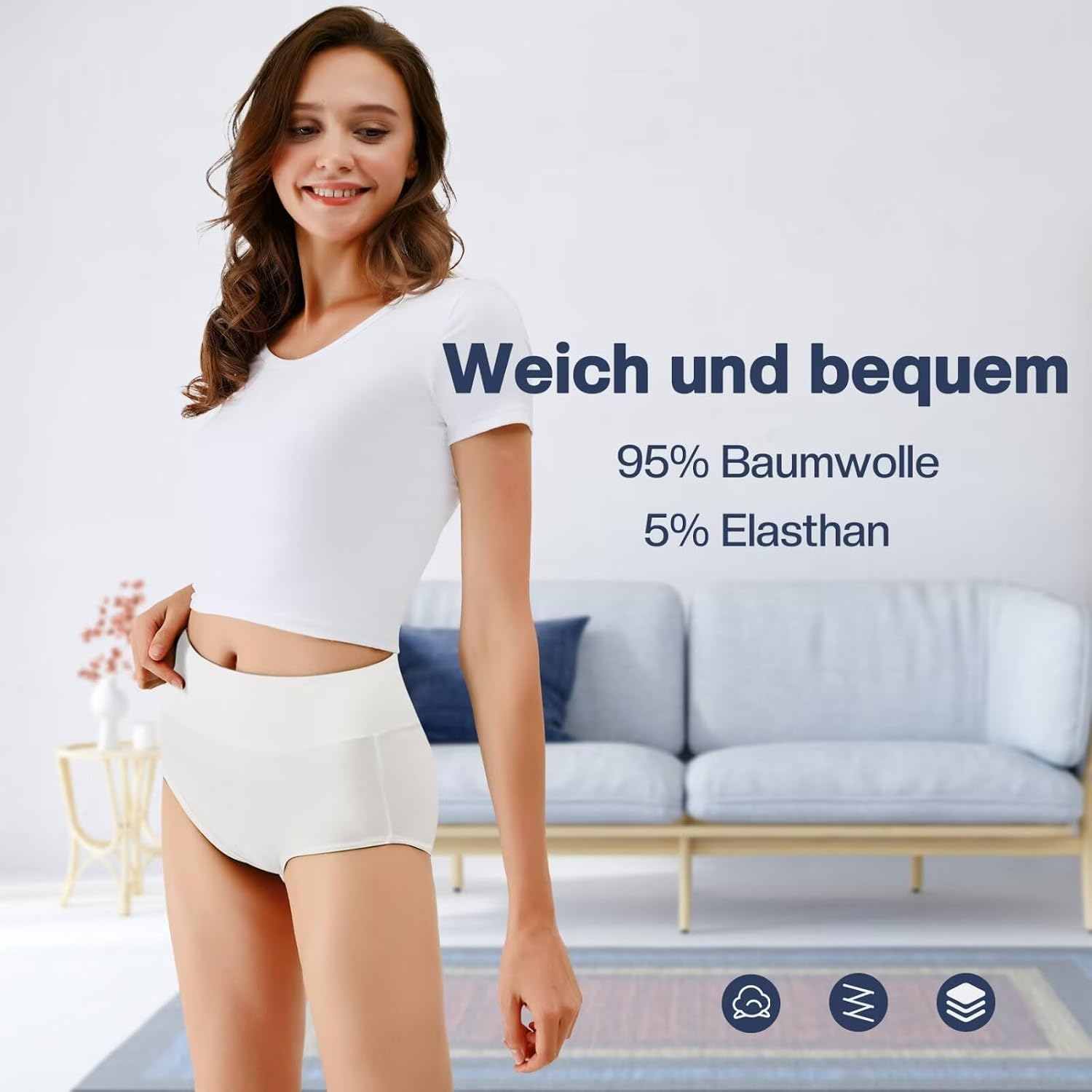 Detalle de TUUHAW Damen-Unterhosen 5er Pack Slip – Miederhose mit hohem Bund aus Baumwolle