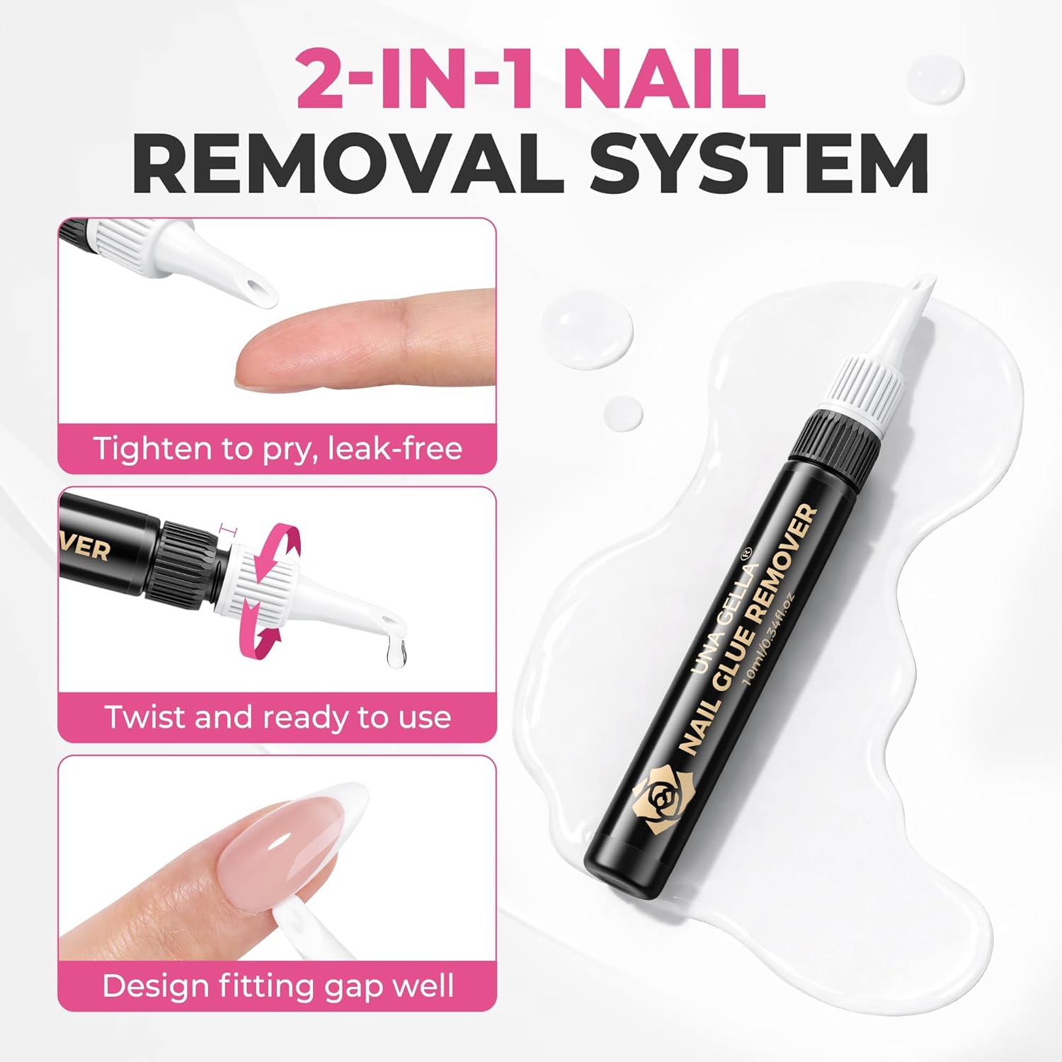 Detalle de UNA GELLA 15 ml Semi Solid Nagelkleber mit 10 ml Entferner – 2-in-1 Set für Press-on-Nägel ohne Lampe