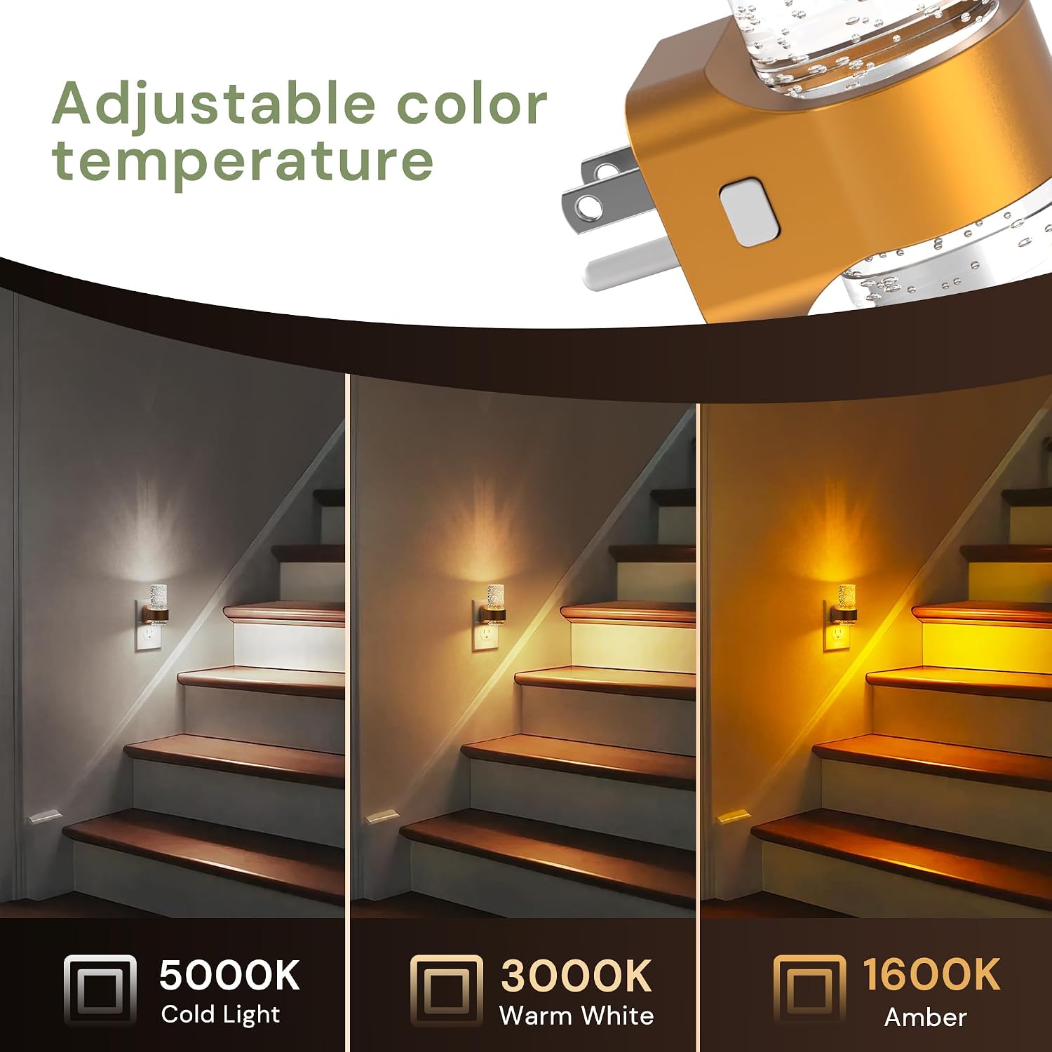 Detalle de L LOHAS LED GY278 Mini Bubble-Style Plug-In Night Lights, 2-Pack, Dimmable