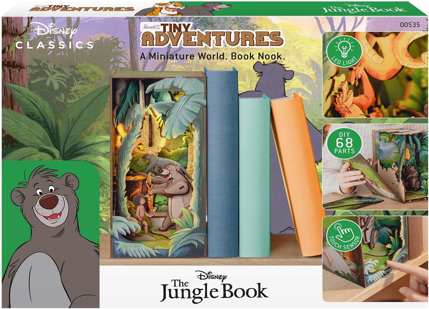 Detalle de Revell Tiny Adventures Serre-Livres Livre de la Jungle – Maison Miniature 3D en Bois avec LED