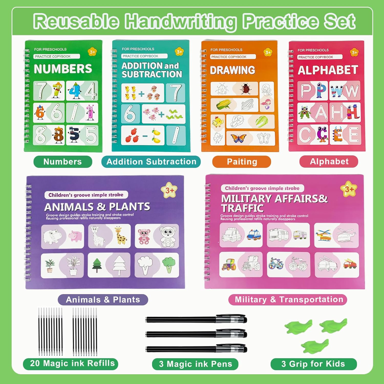 Thumbnail 1 de Tangdudu 6 Pack Magic Grooved Handwriting Practice Copybooks