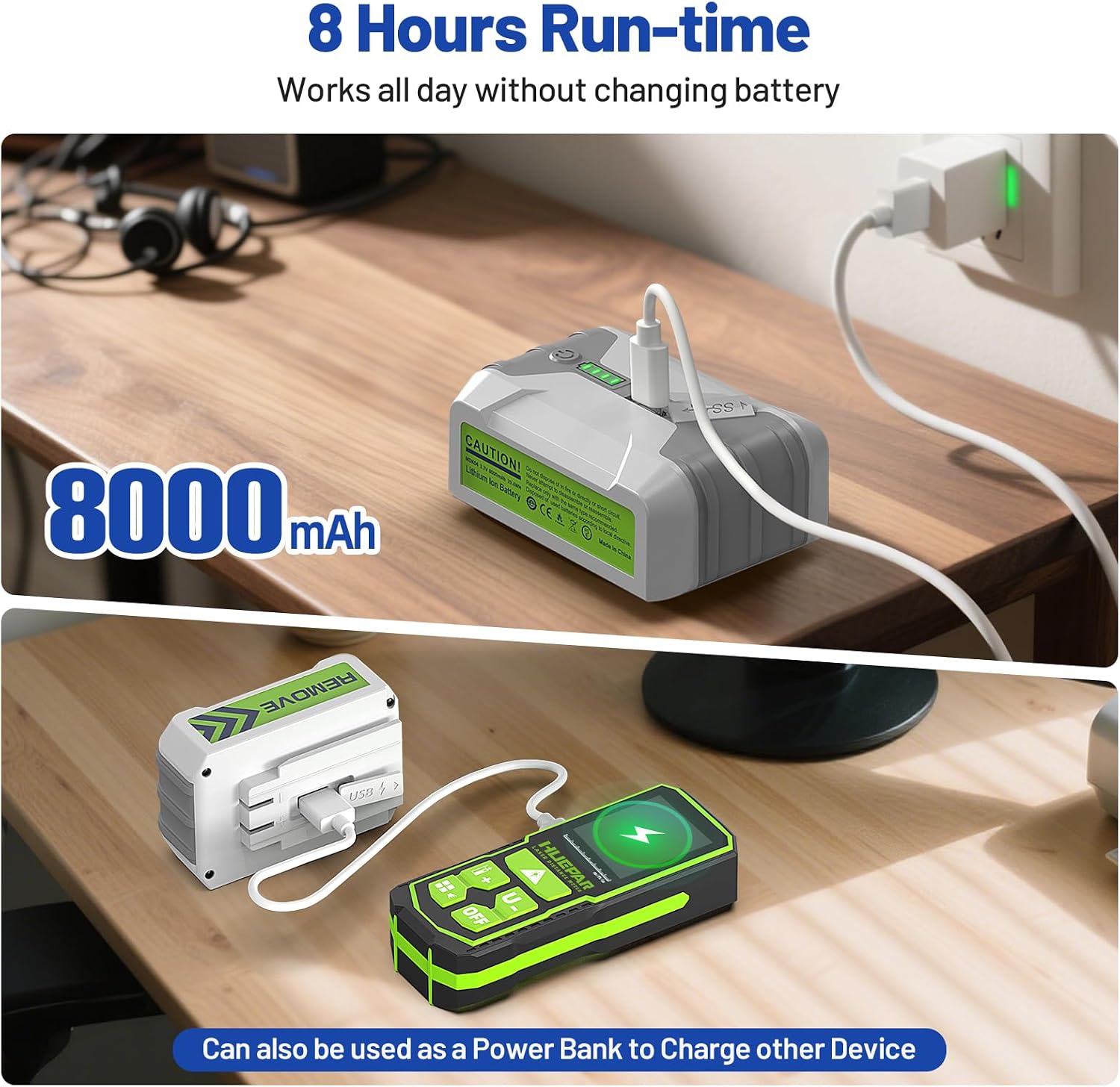 Detalle de Huepar Pro Laser Level: 4 x 360 Self-Levelling Green Laser with 8000mAh Battery
