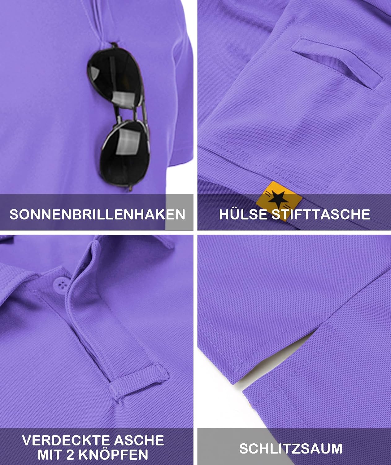 Detalle de JACKETOWN Polo Shirt Uomo Manica Corta: asciugatura rapida e traspirante, polo sportiva per golf e tennis