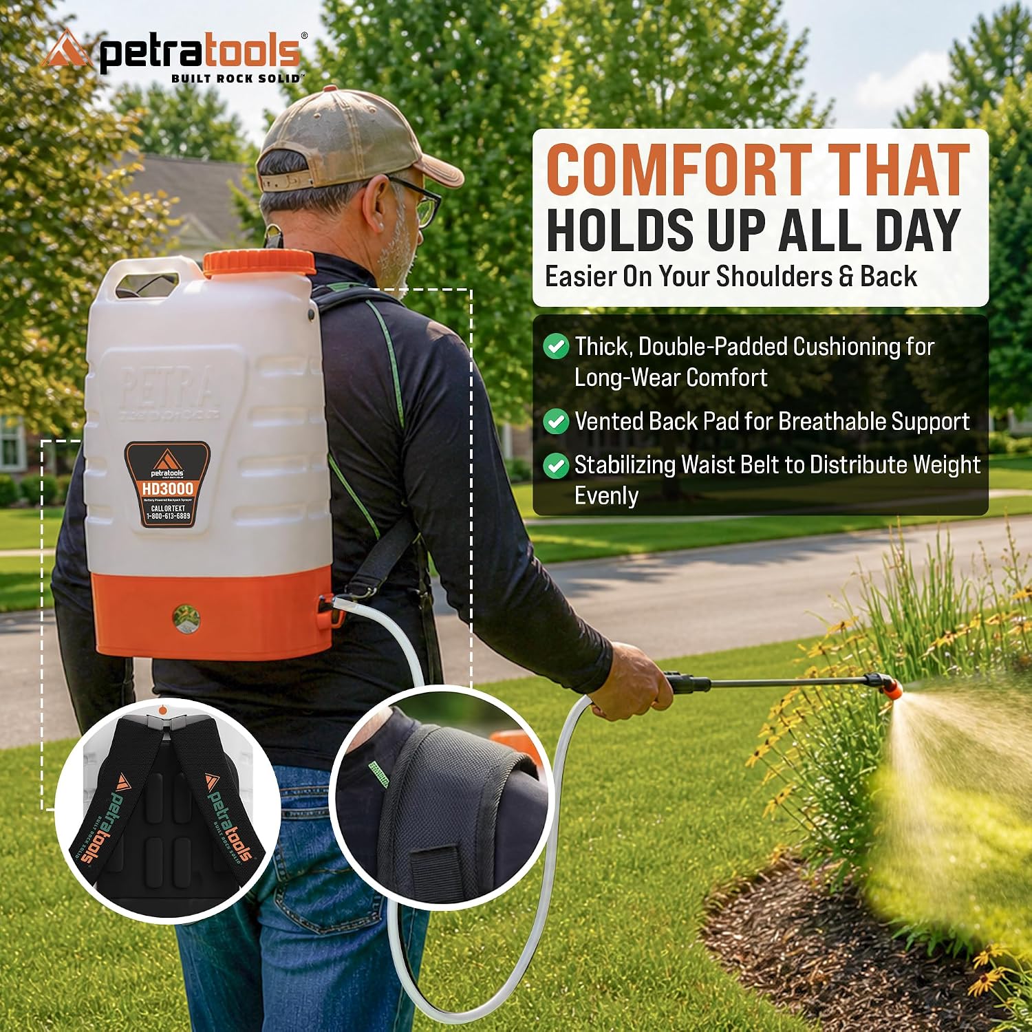 Detalle de PetraTools Battery-Powered Backpack Sprayer 3 Gallon