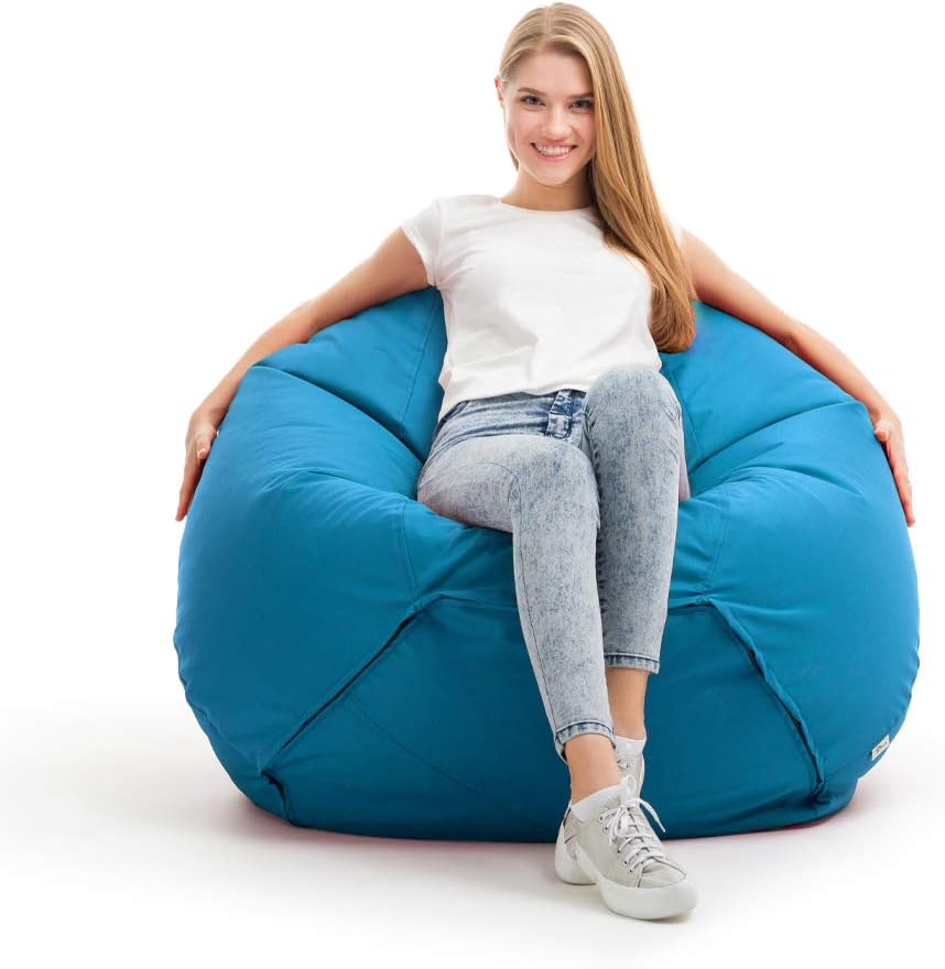 Detalle de Bruni Sitzsack Classico M in Lichtblau – Sitzsack mit Innensack, abziehbarem Bezug und EPS-Perlen-Füllung