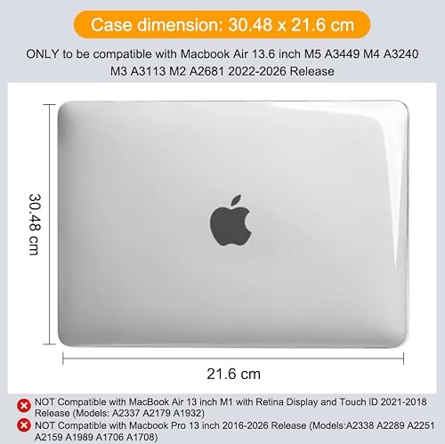Thumbnail 8 de MOSISO Funda rígida transparente para MacBook Air 13,6” (Modelos A3449/A3240/A3113/A2681) 2022-2026 - carcasa de policarbonato