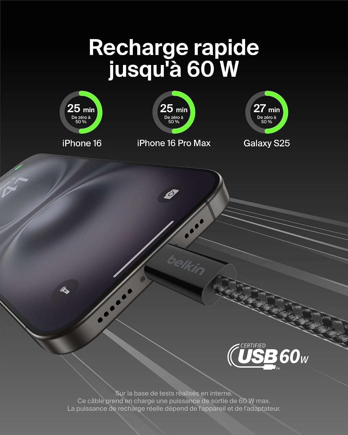 Detalle 2 de Belkin BoostCharge Câble USB-C 1,5 m 60 W