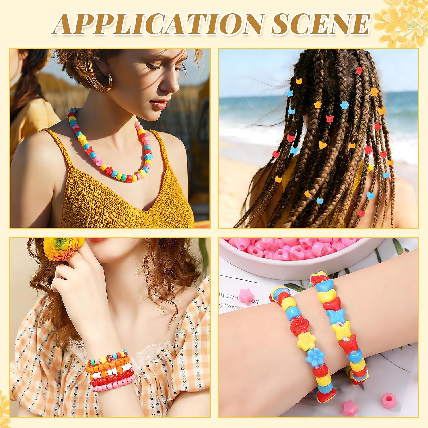 Thumbnail 5 de Sahoottie 500 Stück Weiße Pony Beads – Sterne, Herzen, Blumen, Schmetterlinge und mehr