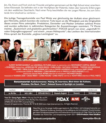 Detalle de WME Home Entertainment American Pie – Wie ein heißer Apfelkuchen, Kultkomödie mit Bonusmaterial