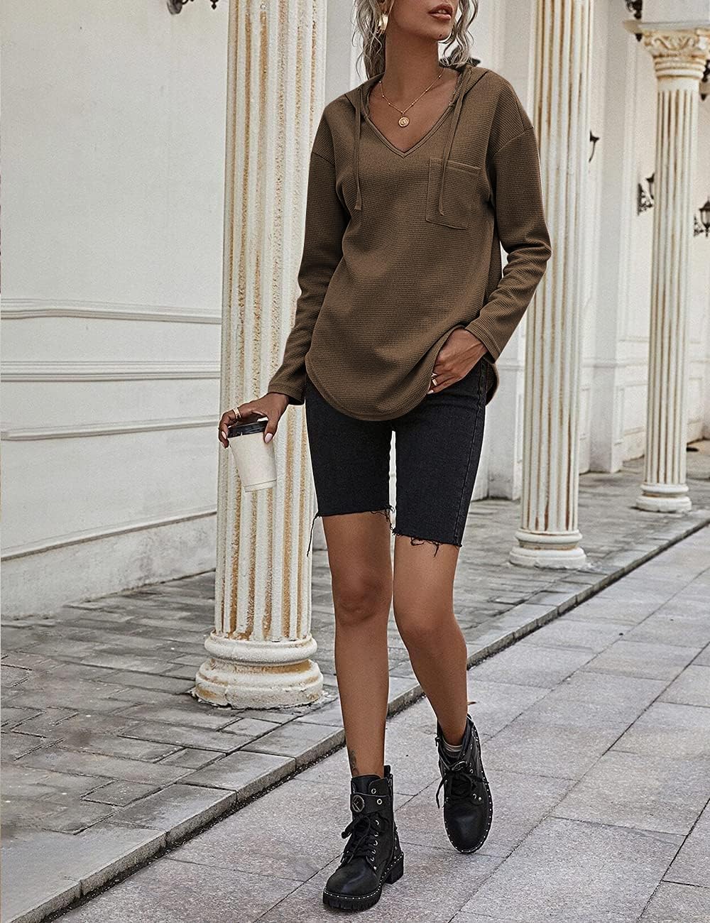 Detalle 2 de Cuptacc Sweat à Capuche Femme col V