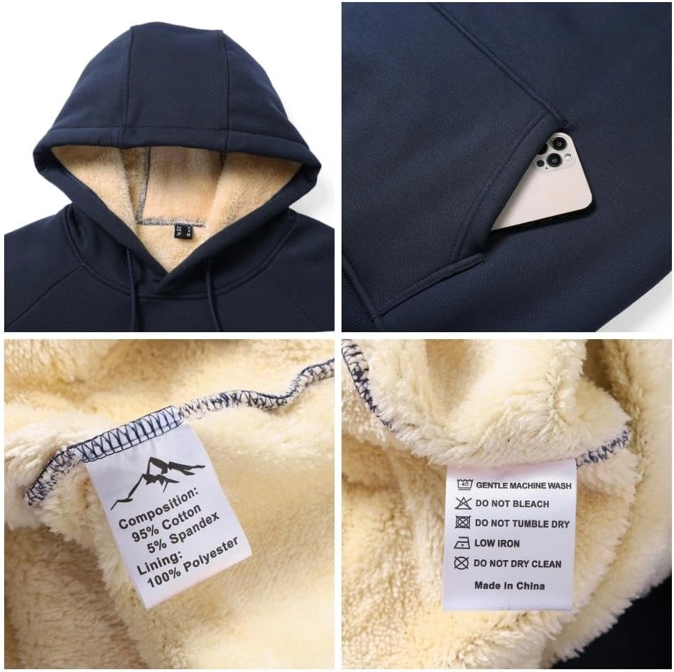 Detalle 2 de Dpeng gevoerde fleecehoodie voor heren met capuchon en kangoeroezak
