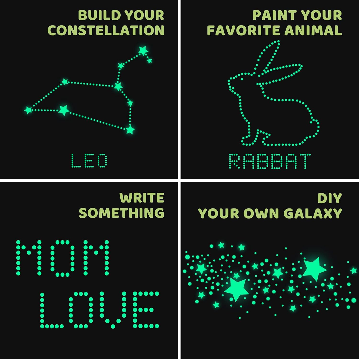 Thumbnail 4 de ECHOCUBE 637pcs Glow in the Dark Wall Stickers – Stars, Moon and Dots Set