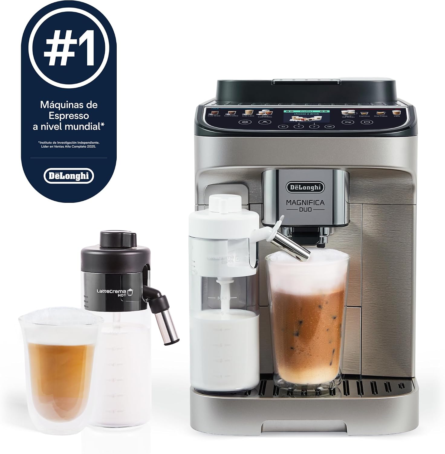 Detalle de De'Longhi Magnifica Duo Automatic Espresso Machine, 20 Recipes, Built-In Grinder