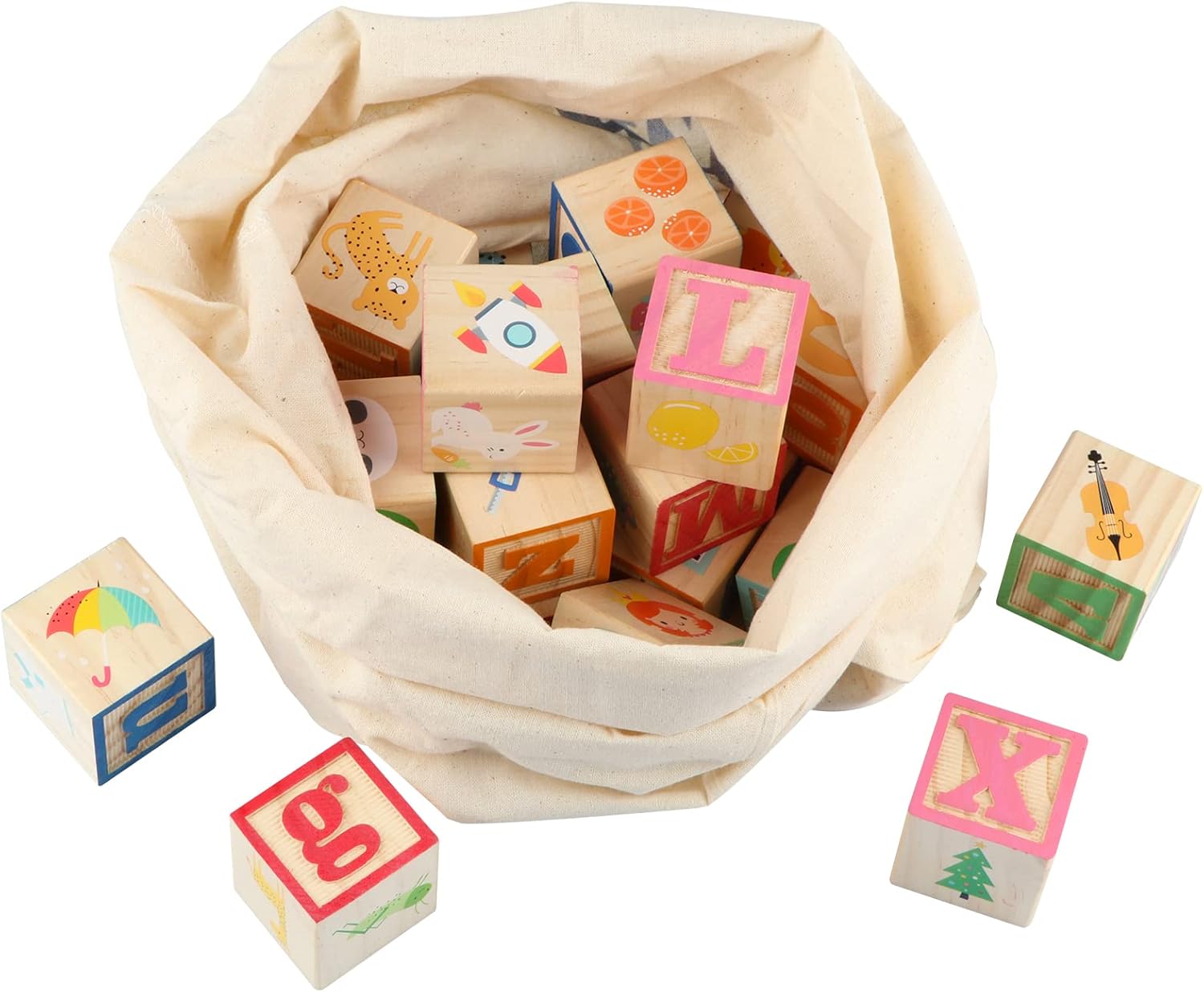 Detalle 2 de Jacootoys 36PCS Wooden ABC & Number Blocks Set (Age 3+) Montessori learning toy