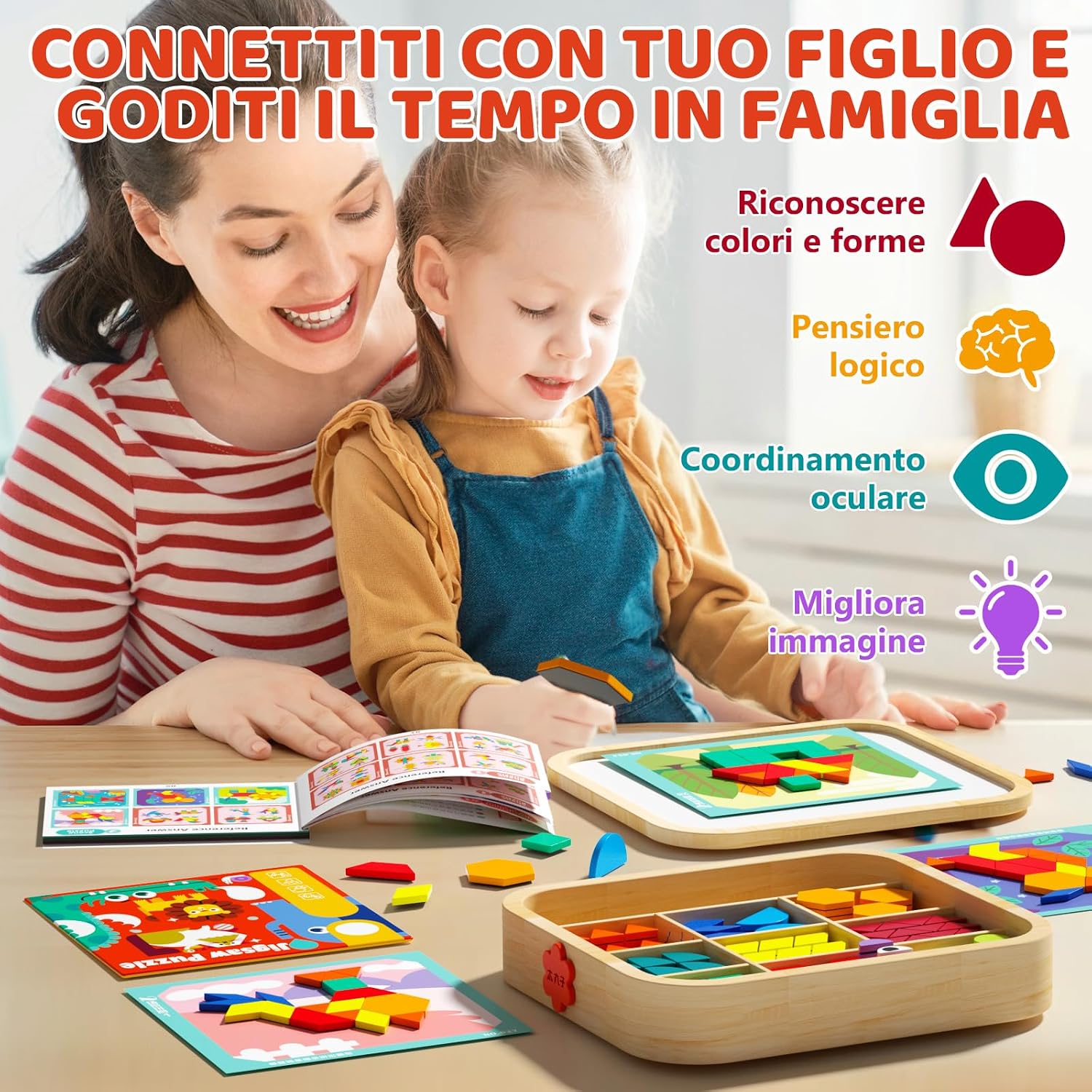 Thumbnail 4 de Edutree Set blocchi magnetici in legno con 288 pezzi – Montessori STEM per bambini 3–5 anni