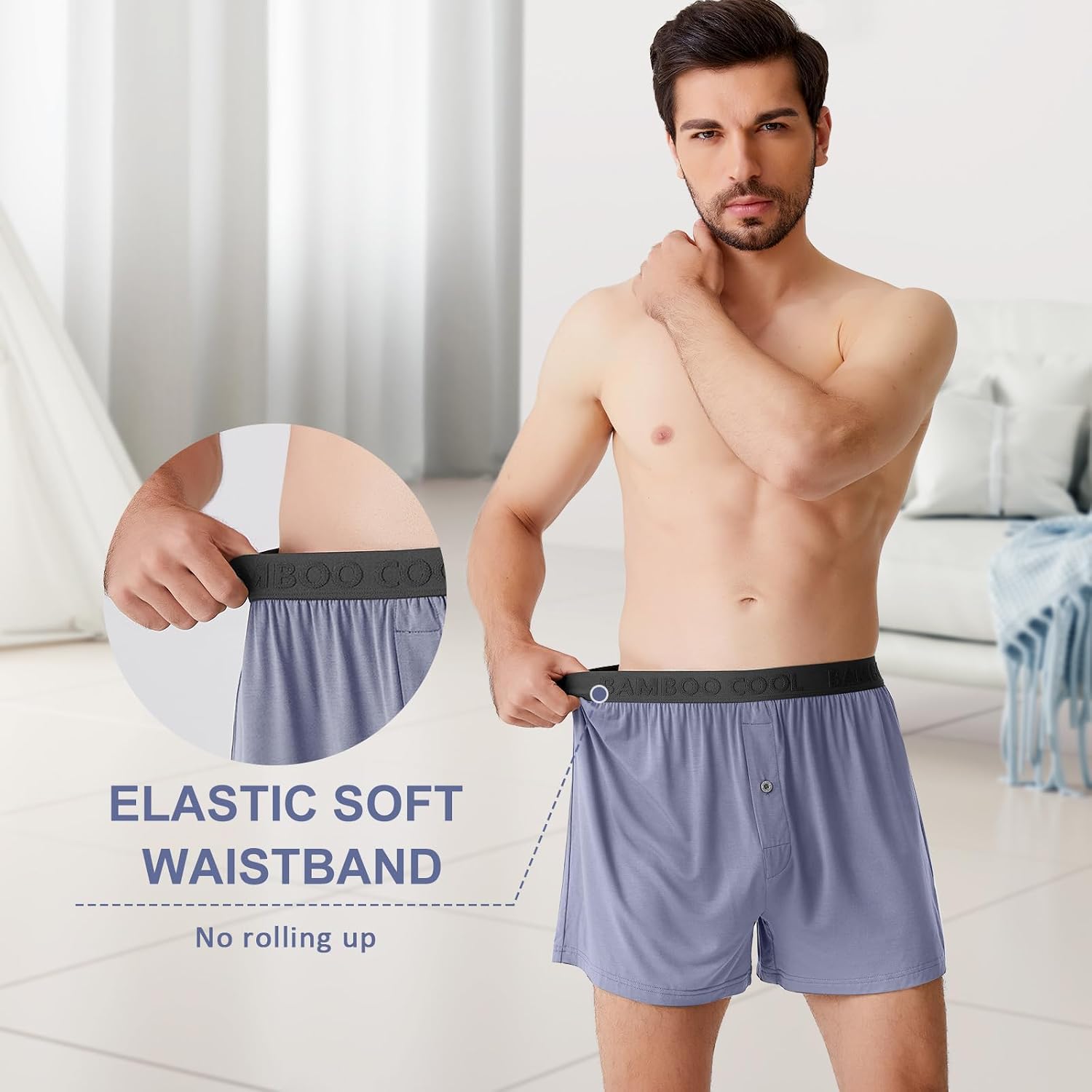 Thumbnail 3 de BAMBOO COOL Men's Boxer Shorts, Breathable Knit, Button Fly, Tagless