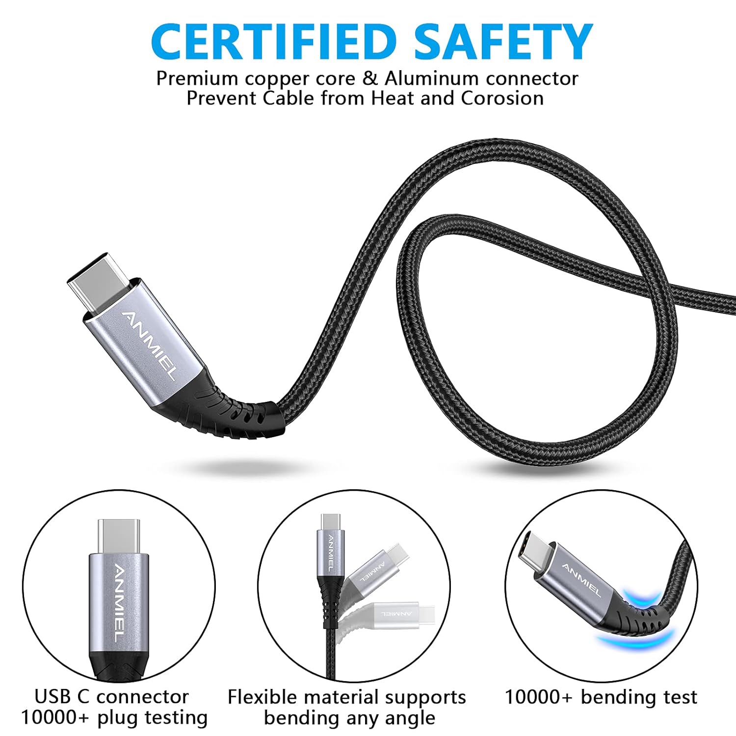 Thumbnail 4 de ANMIEL USB-C Cable 1M for Fast Charging 3.1A