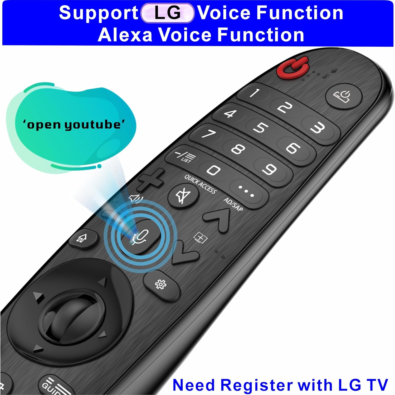 Detalle de Replacement for LG TV Remote with Voice Control and Pointer (AKB75855501, MR650A, MR24/GA, MR23/GA, MR22/GN, MR21/GC, MR20/GA, MR19/BA, MR18/BA) for 2019–2025 LG Smart TVs