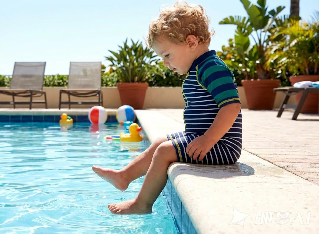 Thumbnail 3 de BONVERANO Baby Badeanzug Jungen EIN stück Kurzärmel mit UV-Schutz 50+ und Frontreißverschluss