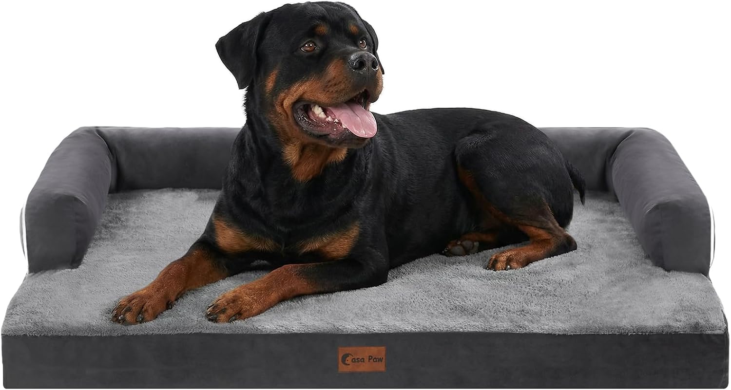 Detalle de Casa Paw 48 x 30-Inch Orthopedic Dog Bed with Bolsters and Washable Cover