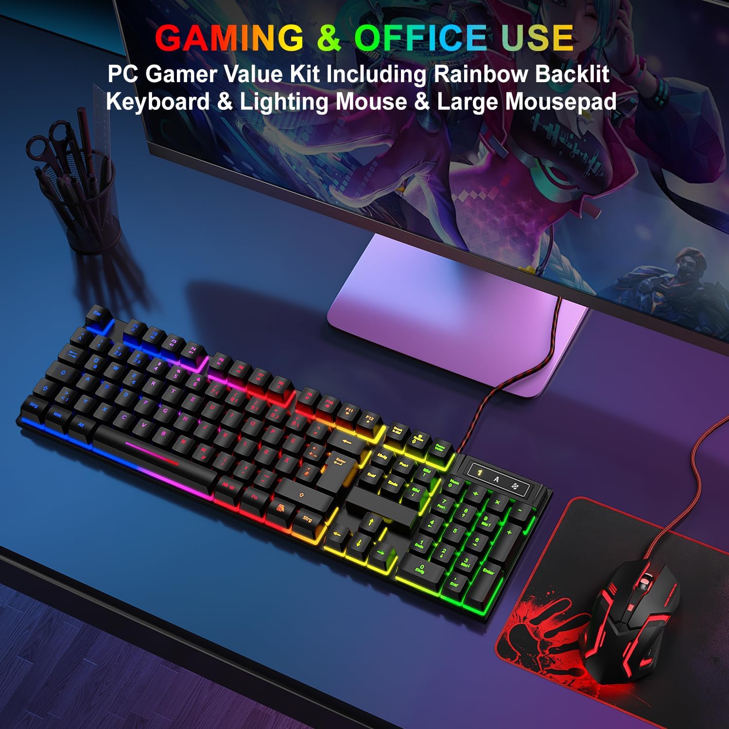 Thumbnail 6 de Rewurnth Gaming Tastatur Set 104 Tasten