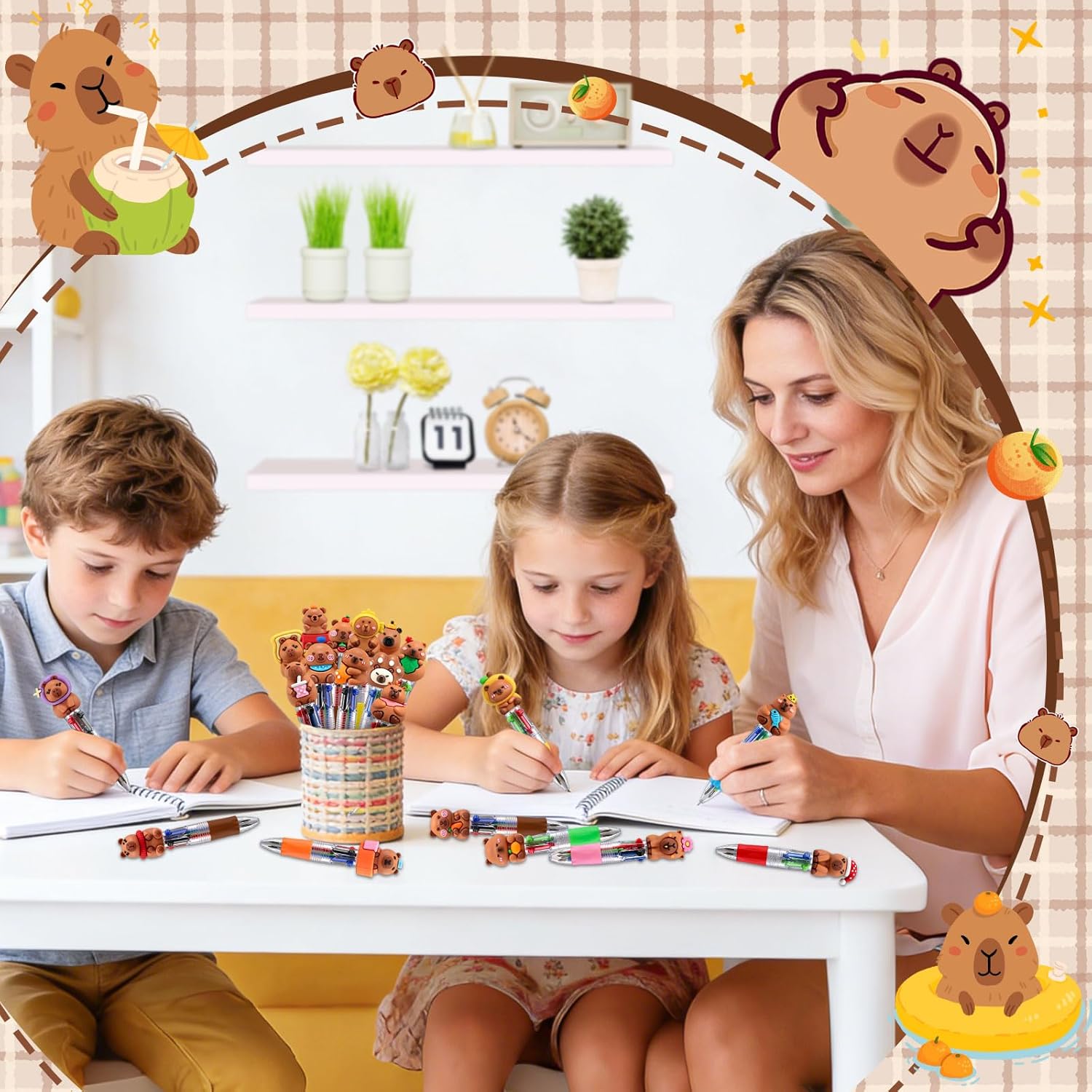 Thumbnail 4 de SZCECHRE 24-Pack Hydrochoerus hydrochaeris Pens: 4-in-1 Multicolor with Detachable Charms