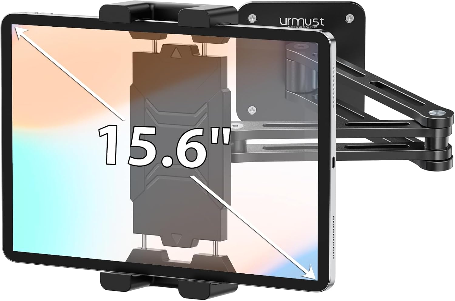 Detalle de Urmust Tablet-Wandhalterung aus Aluminium (360° drehbar & faltbar) für Tablets/Smartphones von 4,7 bis 15,6 Zoll