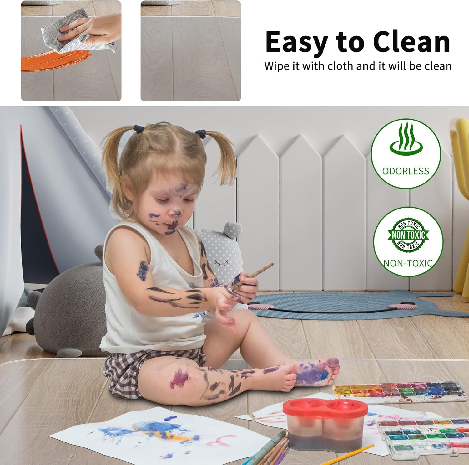 Detalle de WASJOYE Office Chair Mat 75x120cm for Hard Floors – Clear PVC Floor Protector