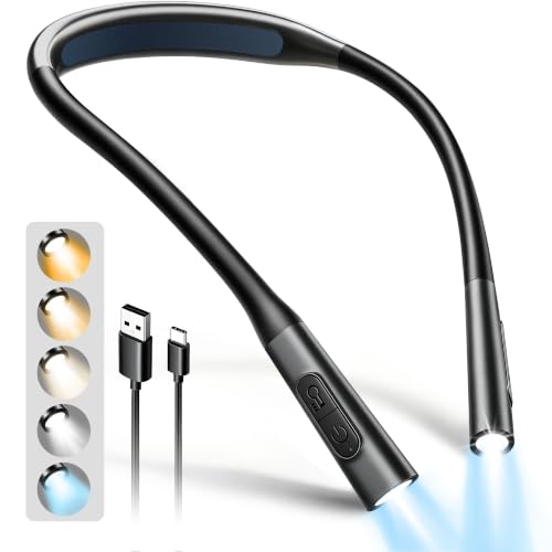 Detalle de Glocusent Luz de lectura de cuello recargable USB-C, 5 colores y 5 niveles