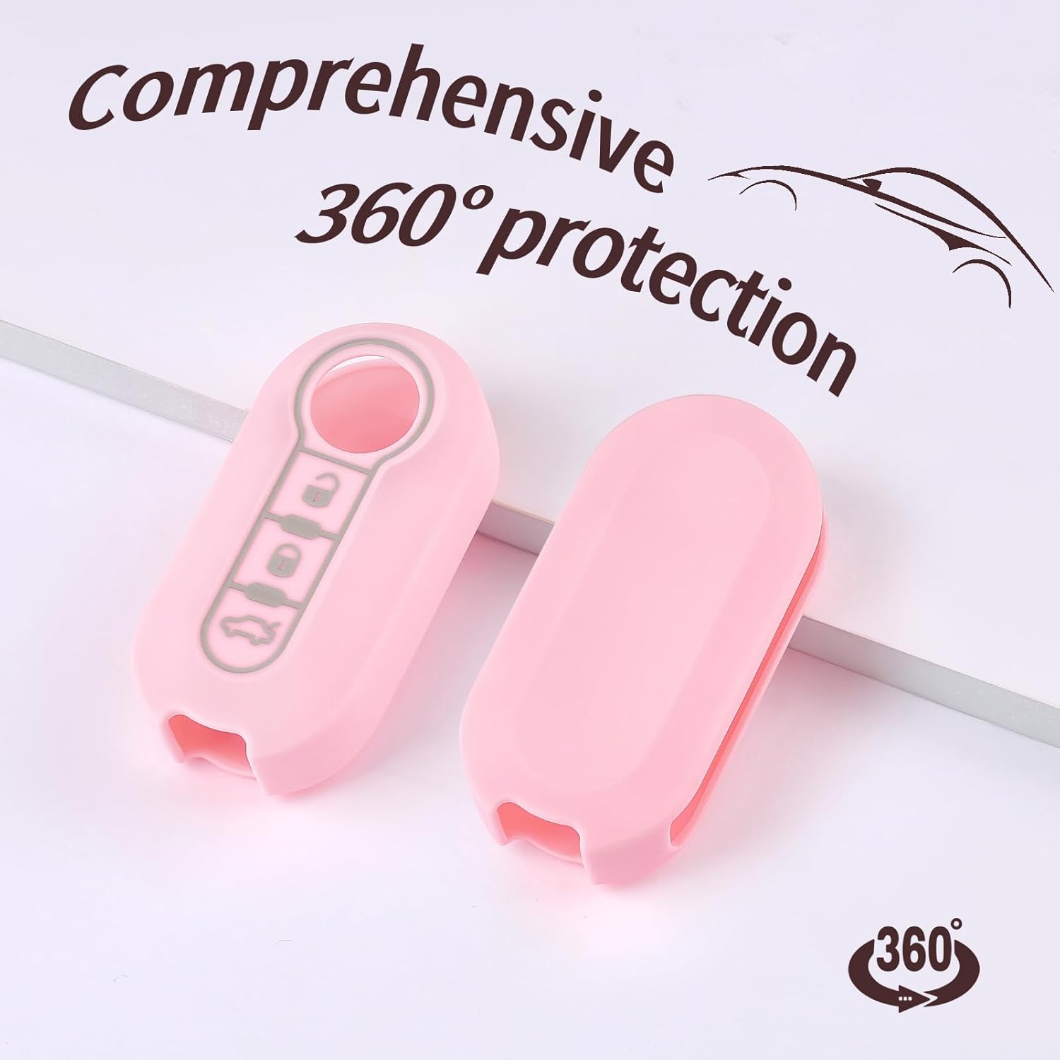 Thumbnail 2 de OFF WE GO Car Key Cover Case (TPU protective shell) – Pink for select Fiat, Lancia and more key fobs