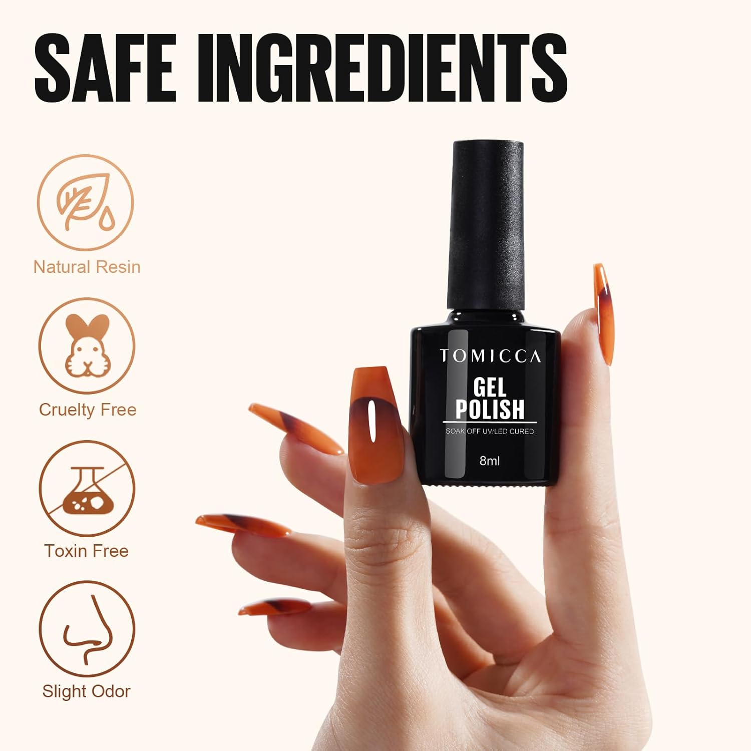 Thumbnail 6 de TOMICCA UV Nagellack Braun Set (4 Farben) – Herbst-Braun Glitzer Collection, 8 ml, Gel Nagellack für UV/LED