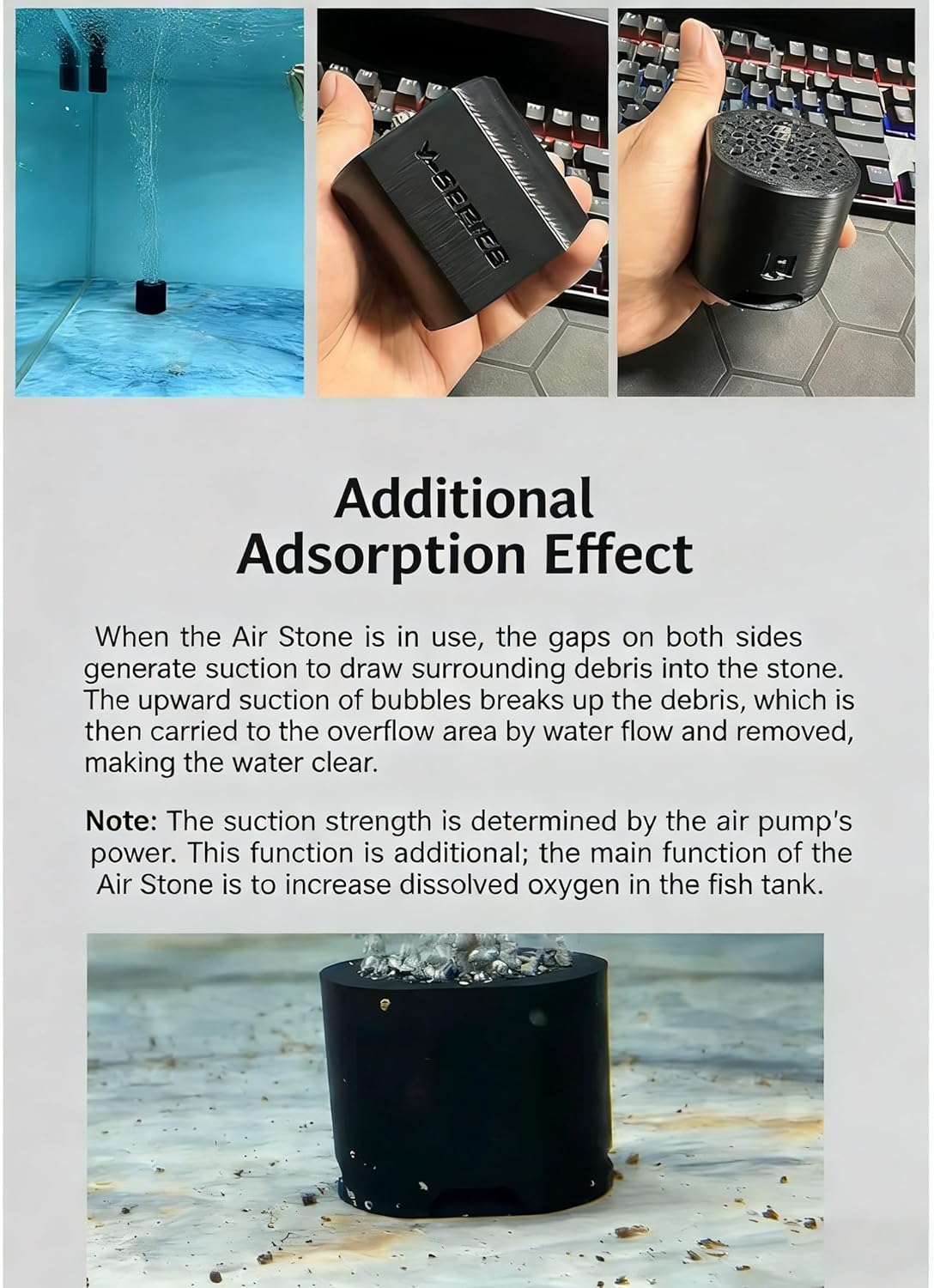 Thumbnail 2 de YUDOTE Aquarium Air Stones with Anti-scratch Cover (Grey, Pack of 1)