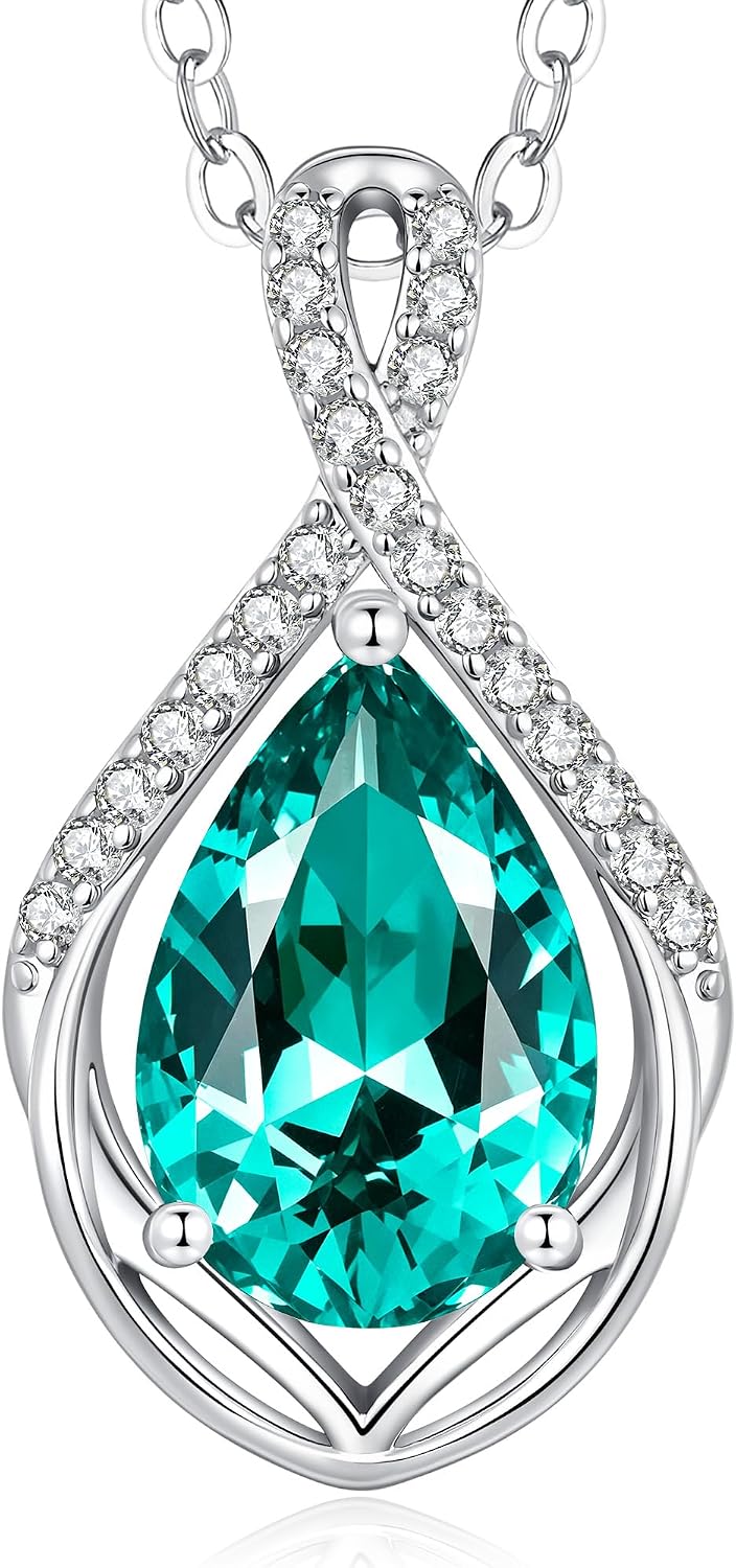 Detalle de CDE Collier Femme Goutte d'Eau – Pendentif en laiton plaqué rhodium avec zircones 5A, cadeau élégant pour elle