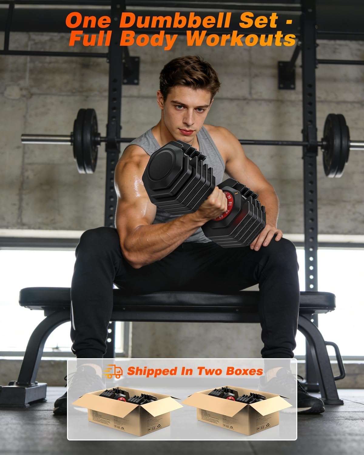Thumbnail 6 de XDDIAS Adjustable Dumbbell Set, 90 lb Pair with One-Hand Selector and Tray