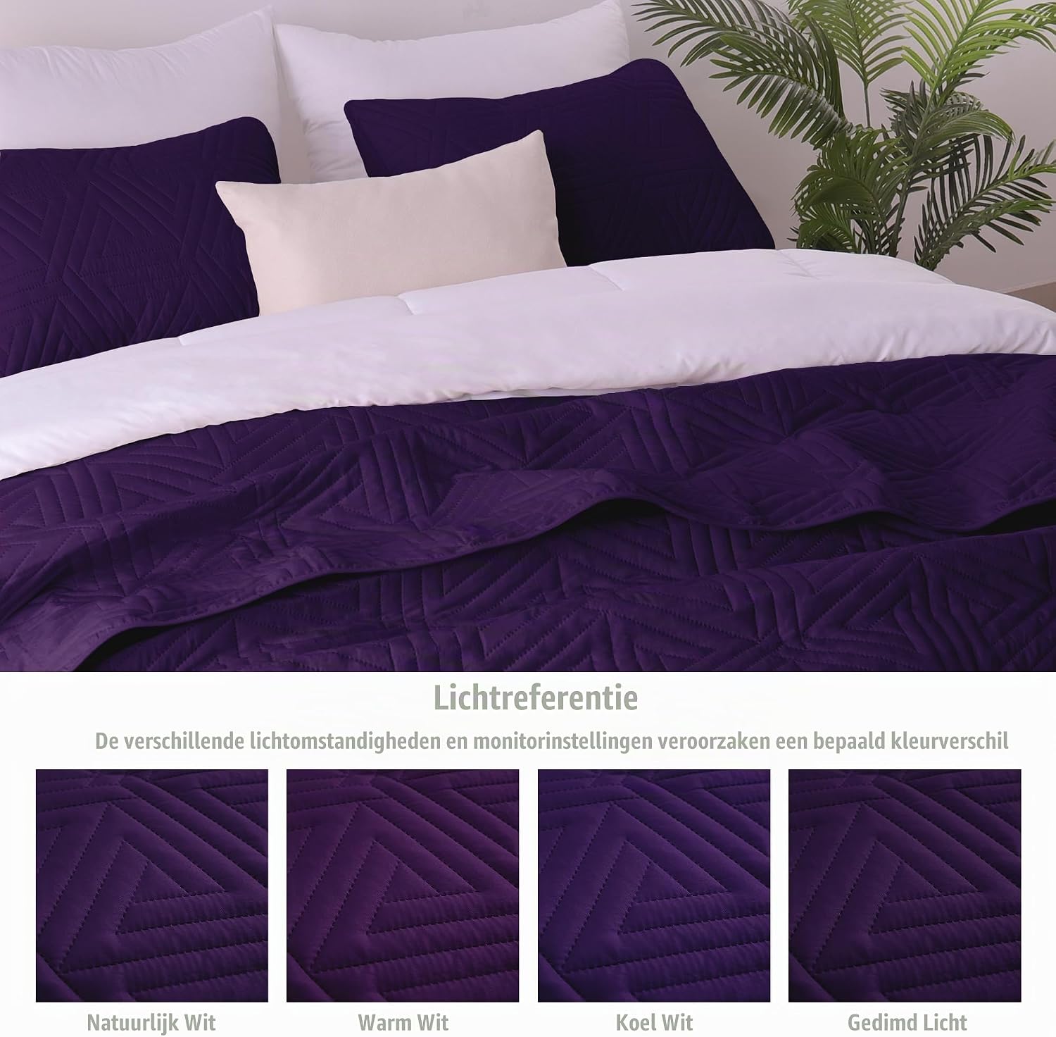 Thumbnail 5 de Whale Flotilla sprei 240 x 260 cm met 2 kussenslopen, microvezel, paars
