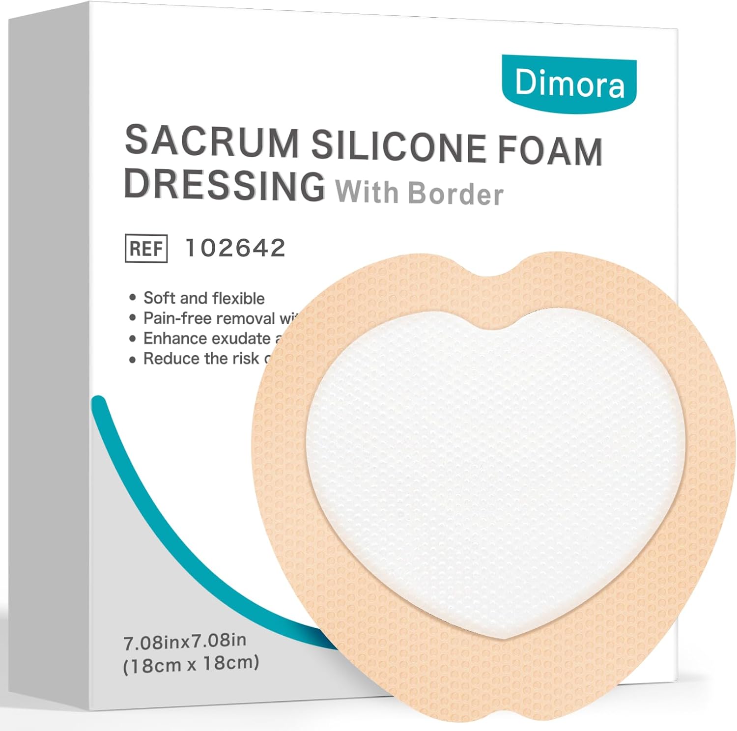 Detalle de Dimora Stickered.MSKU.1739950578536 Sacral Silicone Foam Dressing, 7" x 7", 20 Count