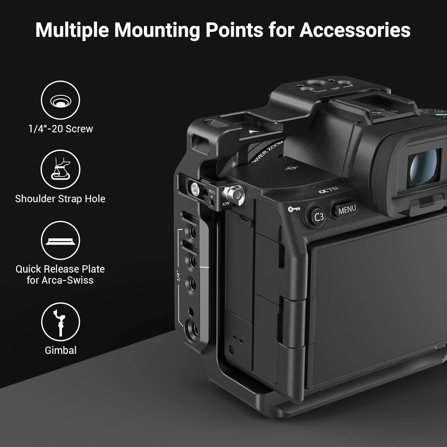 Detalle 2 de SMALLRIG Mezza Gabbia 3639 per Sony A7 IV / A7S III / A1 / A7R IV / A7R V