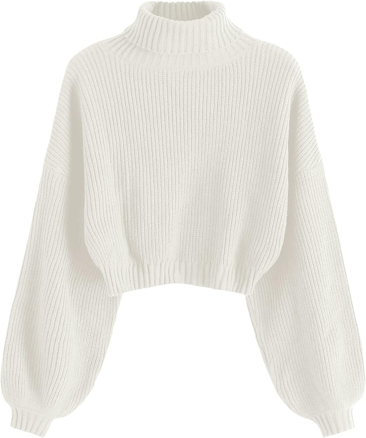 Detalle de ZAFUL Cropped Turtleneck Sweater, Ribbed Knit
